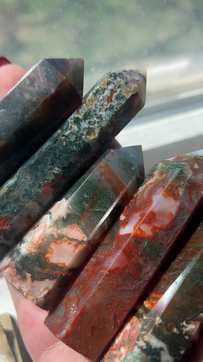 Carnelian Moss Agate Tower