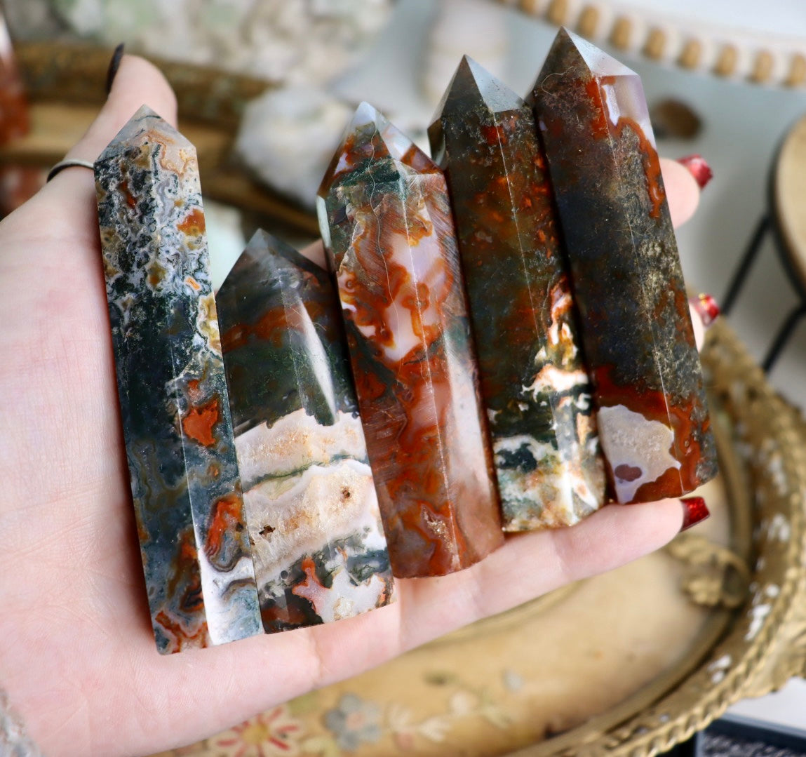 Carnelian Moss Agate Tower