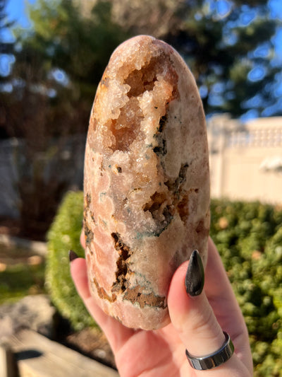 Pink Amethyst Freefrom with Quartz and Green Jasper