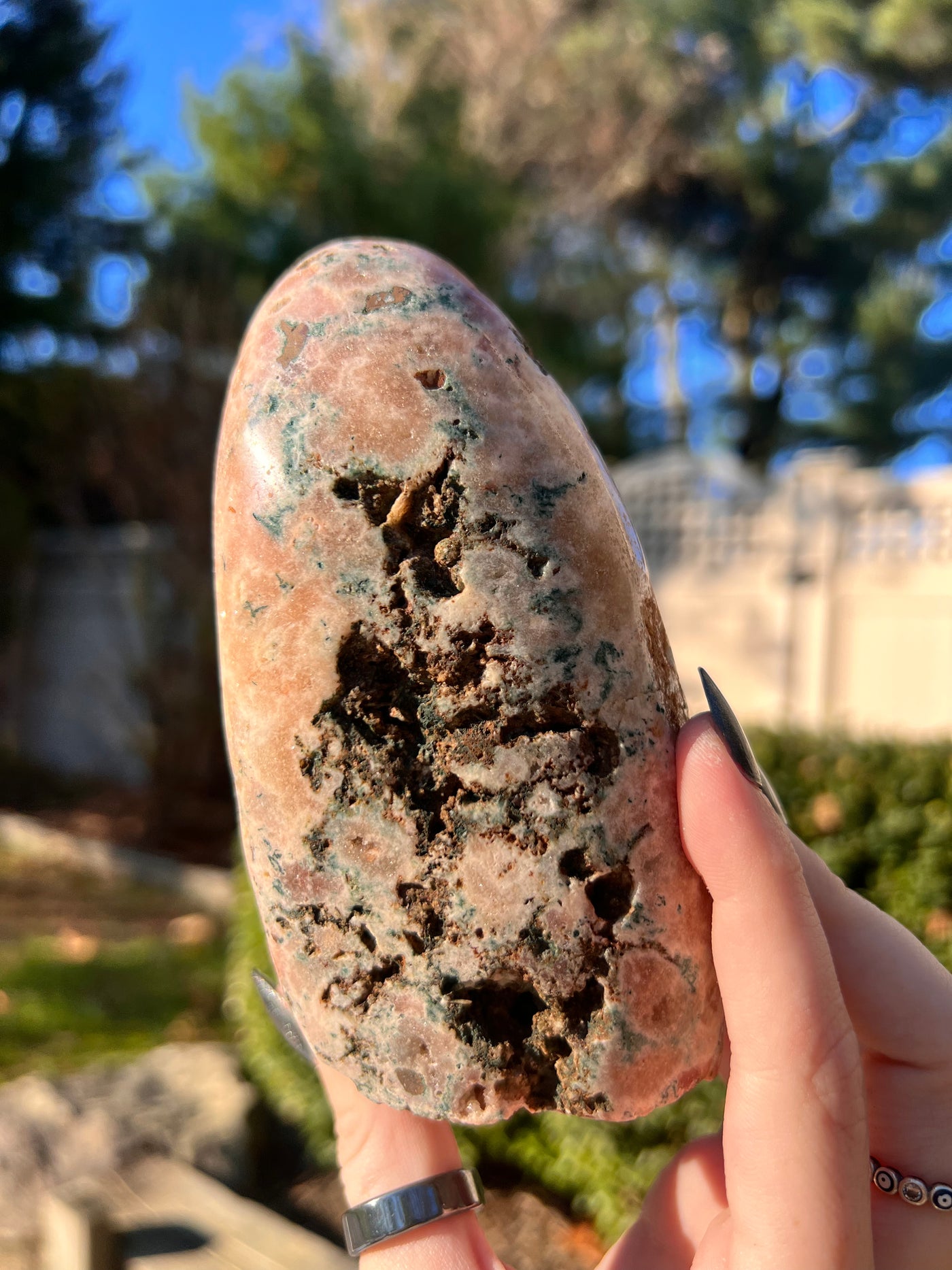 Pink Amethyst Freefrom with Quartz and Green Jasper