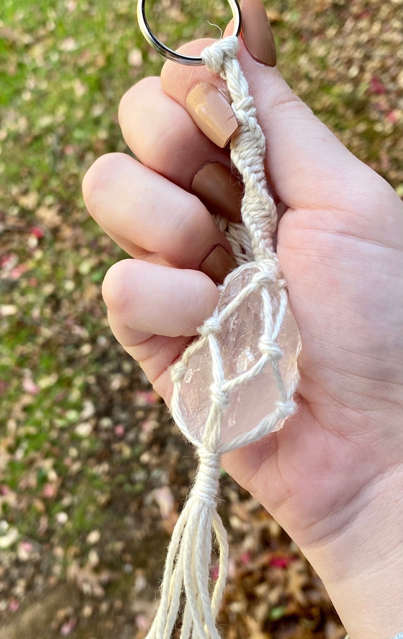 Macrame Crystal Keychain