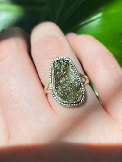 Moldavite Ring (antique style)