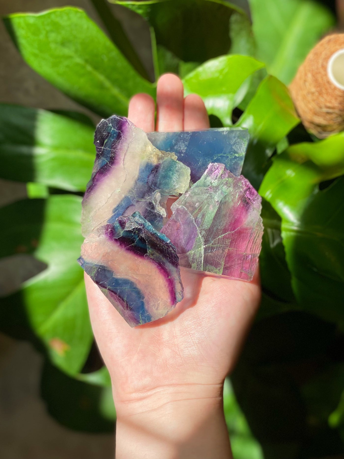 Half Polished Fluorite Slab