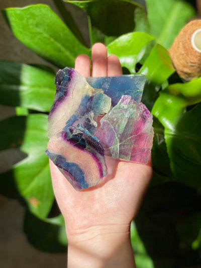 Half Polished Fluorite Slab