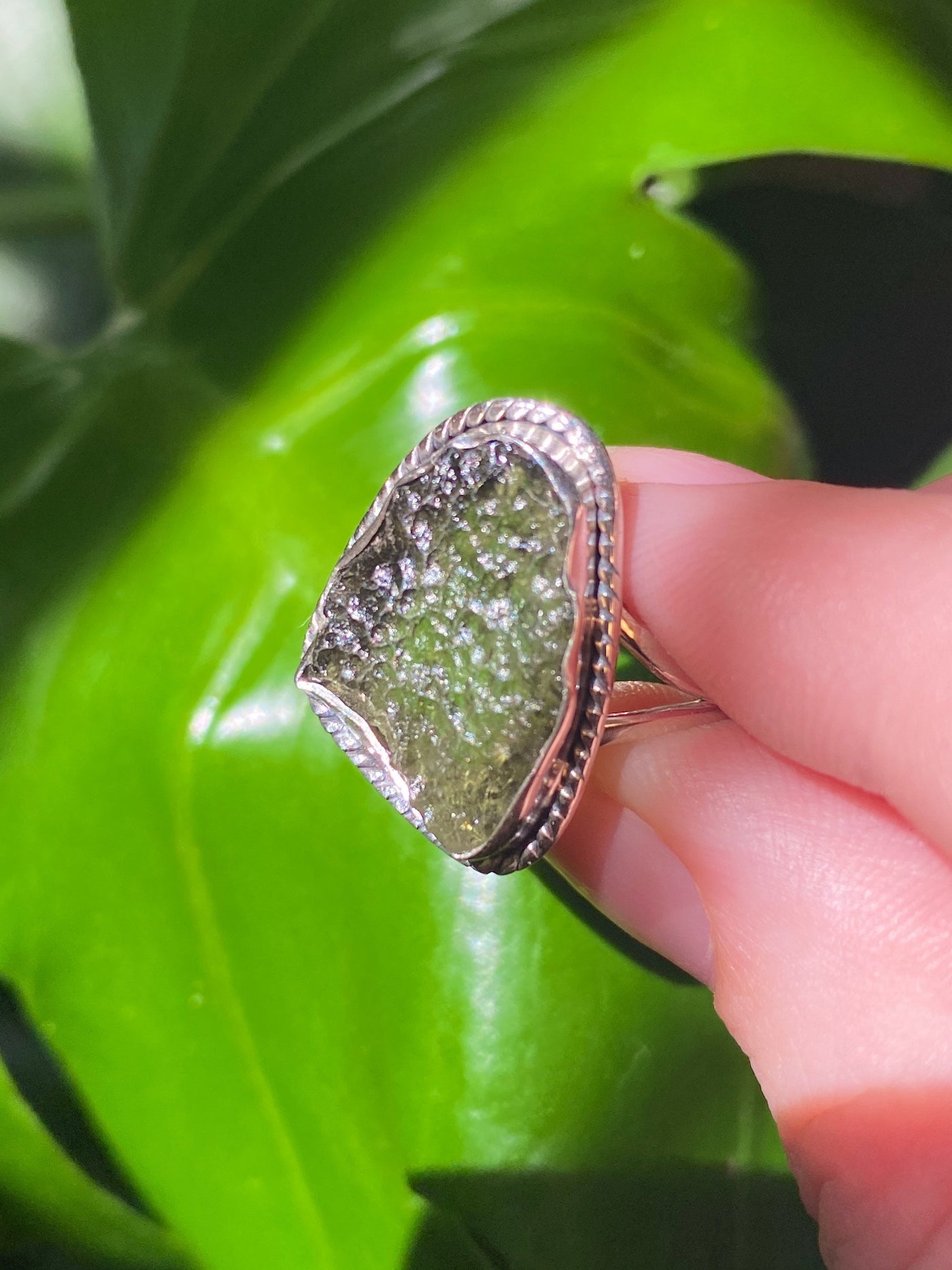 Moldavite Ring (antique style)