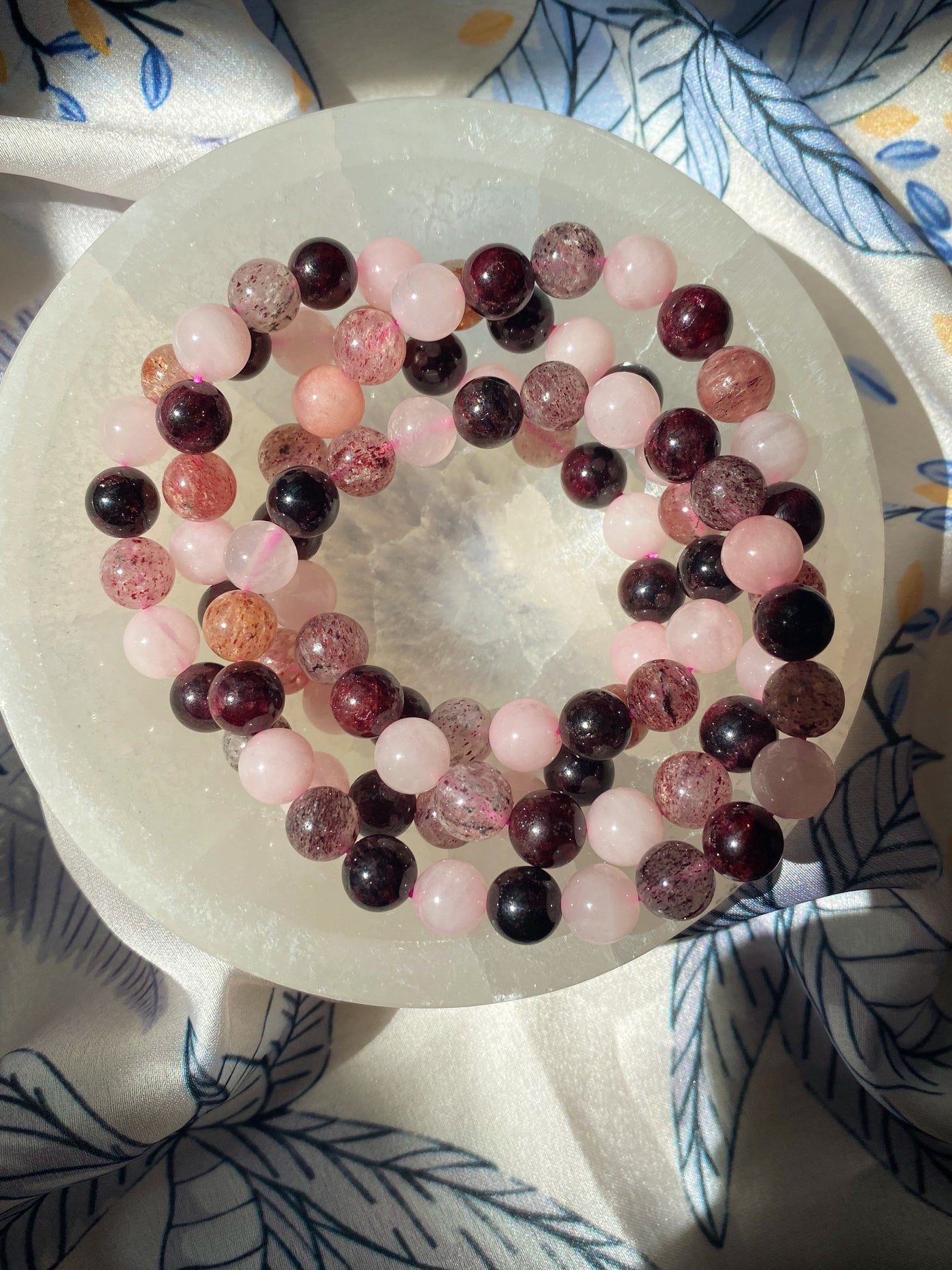 Love Bracelet - garnet, rose quartz, strawberry quartz