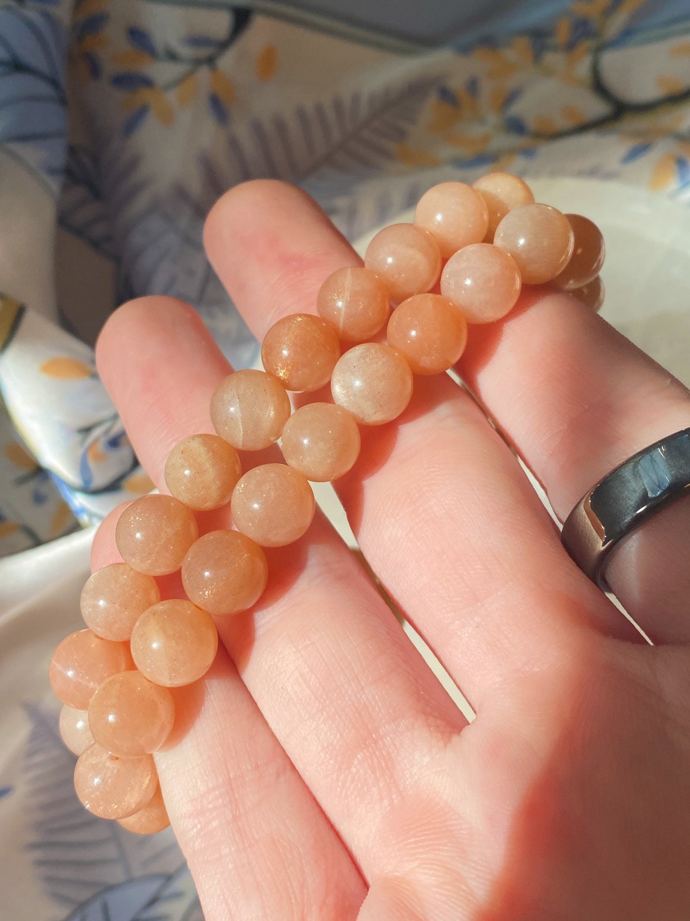 Peach Moonstone with Sunstone Bracelet