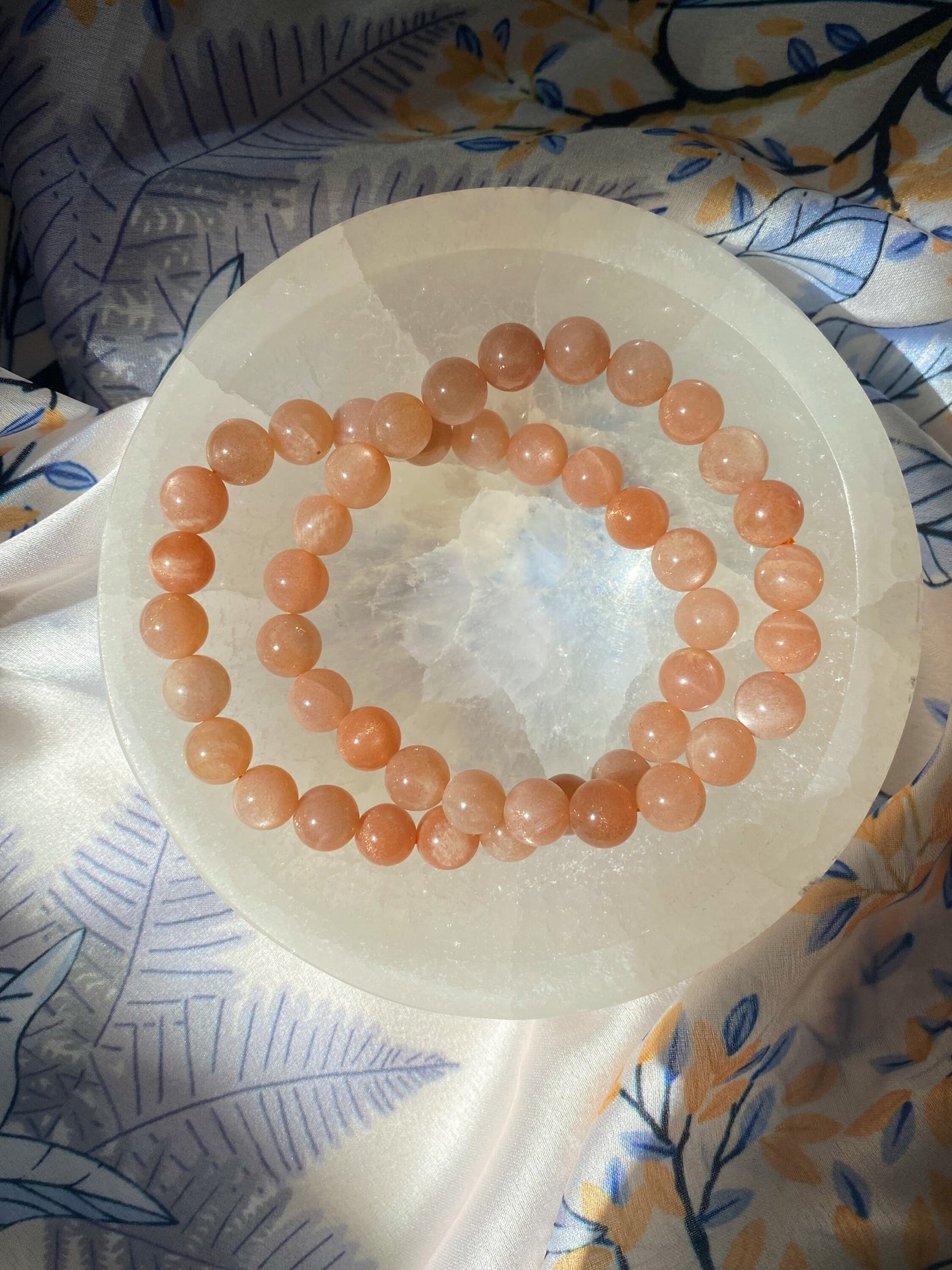 Peach Moonstone with Sunstone Bracelet