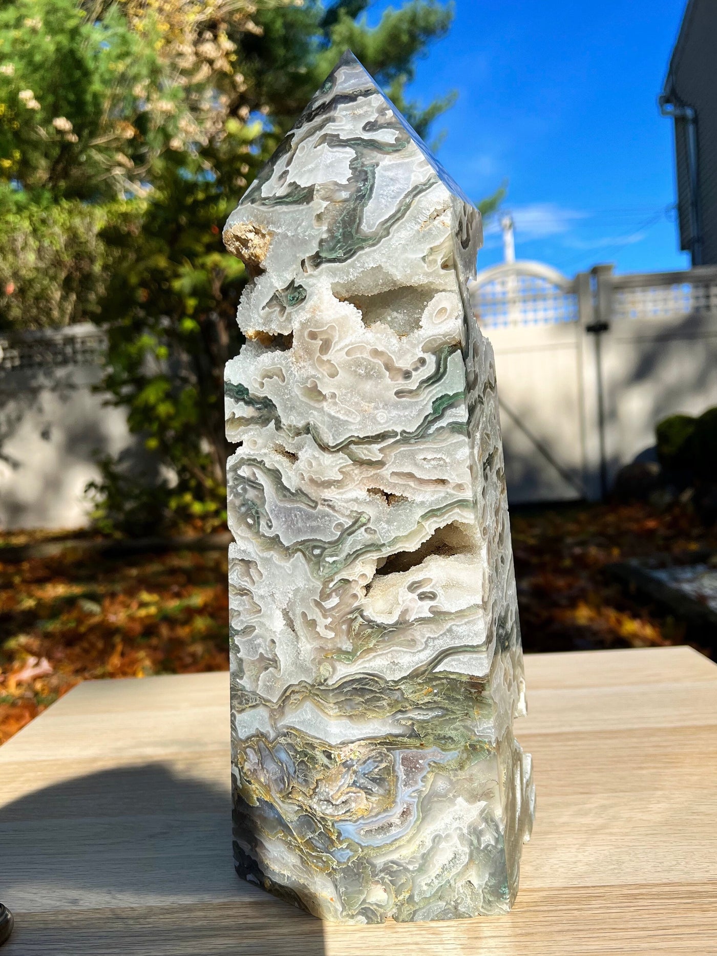 Giant Moss Agate Tower