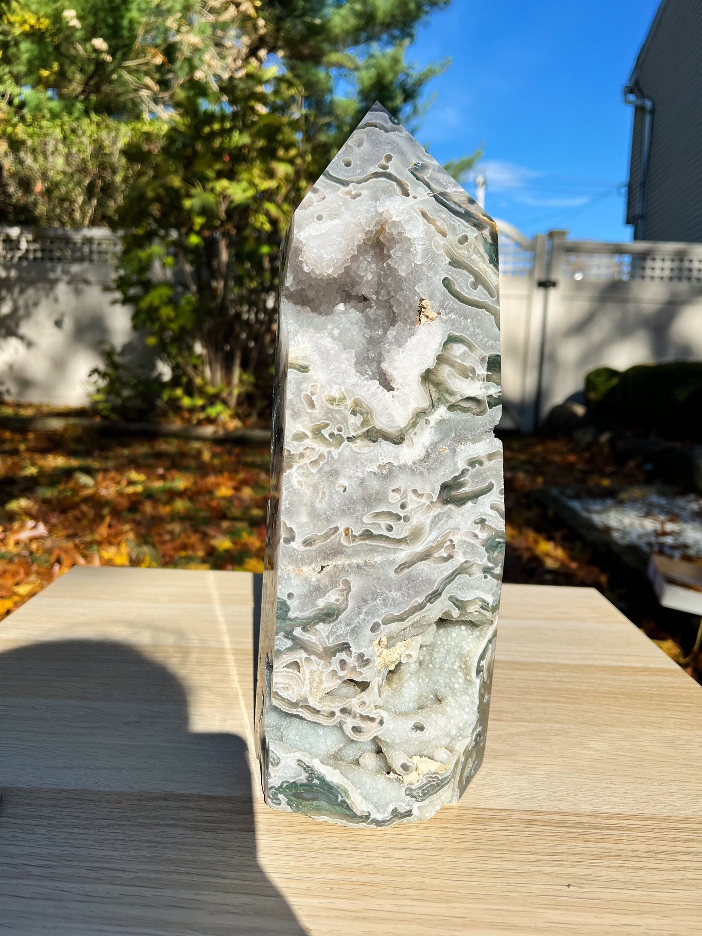 Giant Moss Agate Tower