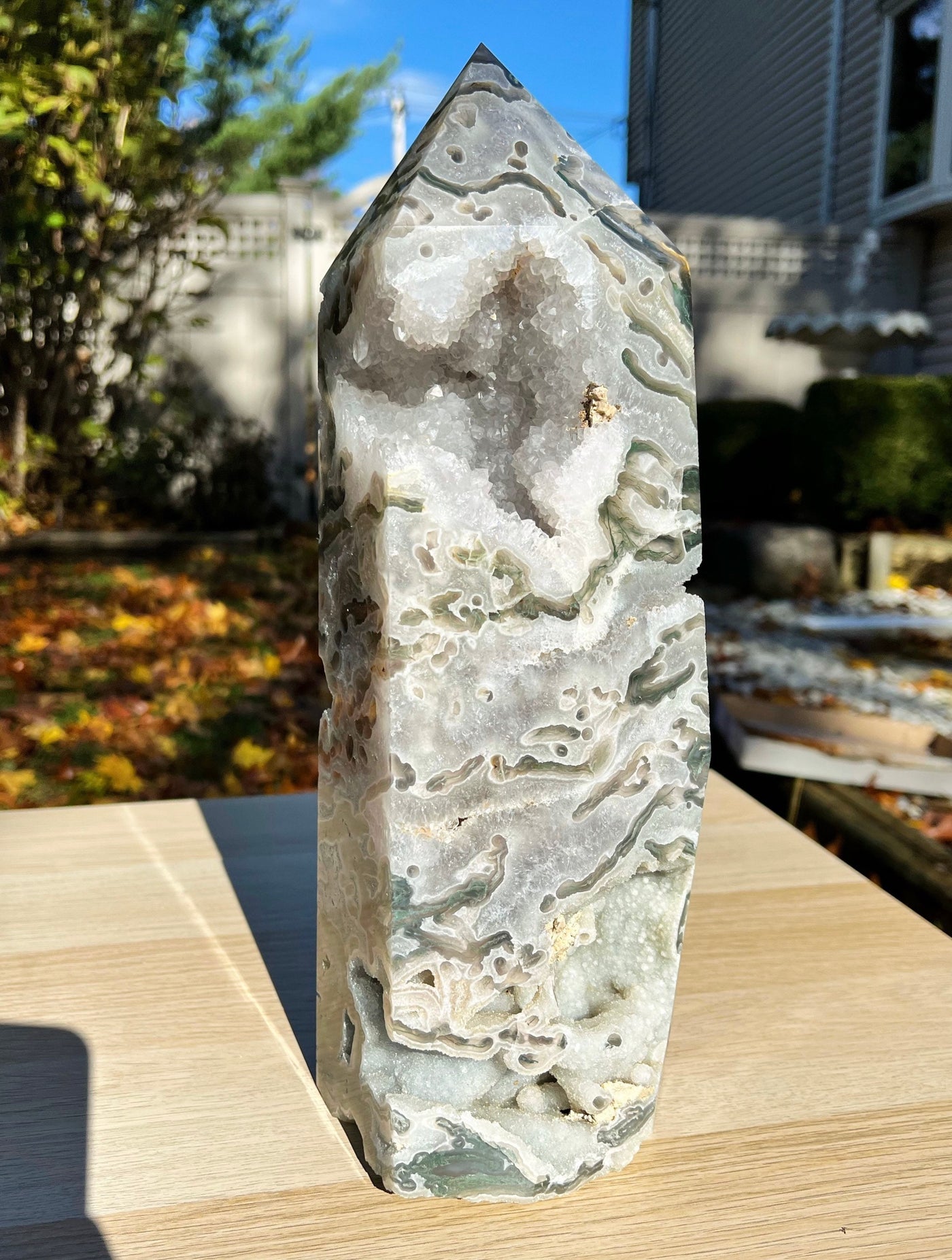 Giant Moss Agate Tower