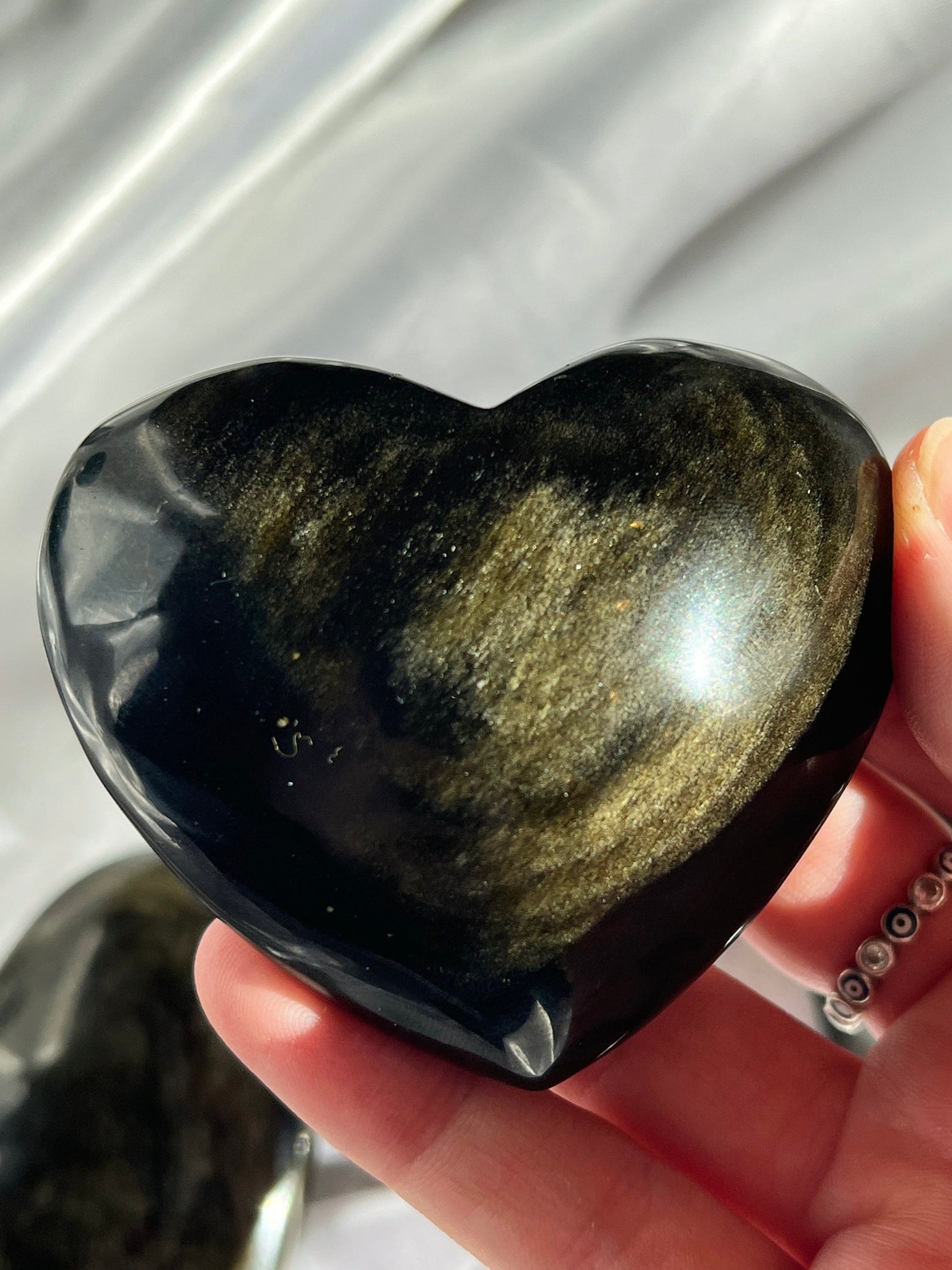 Gold Sheen Obsidian Heart